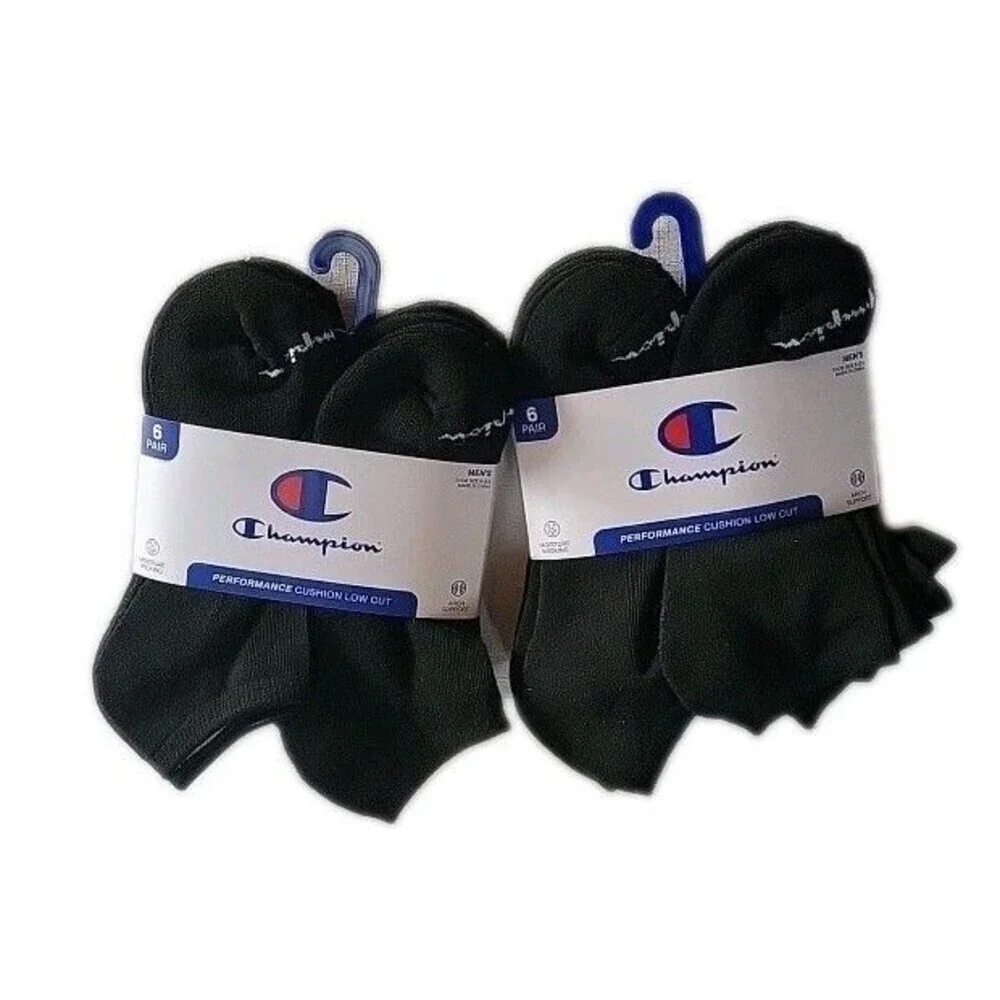 Champion Men's 12 Pairs Cushion Low Cut  Black